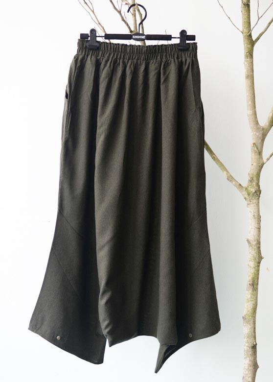 DIY Army Green Elastic Waist Cotton Linen loose Pants Summer - SooLinen