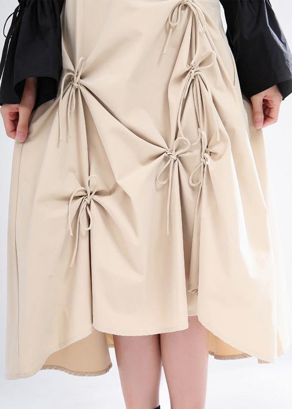 DIY Beige High Waist A Line Skirt Summer - SooLinen