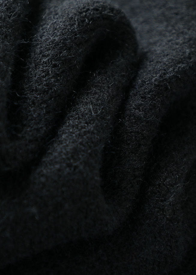DIY Black Button Woolen Winter knit Coat