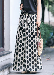 DIY Black Dotted Long Maxi Skirt - SooLinen