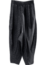 DIY Black Grey Patchwork Striped asymmetrical design Winter Pants