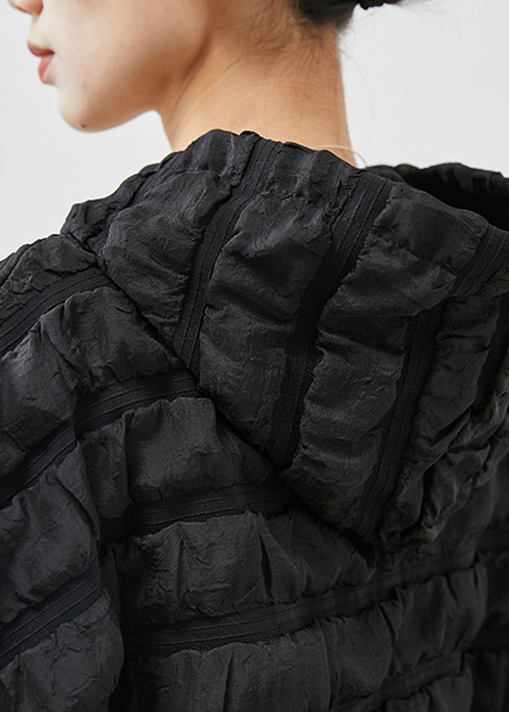 DIY Black Hooded Wrinkled Cotton Vests Short Sleeve