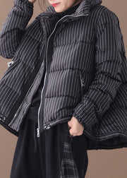 DIY schwarze gestreifte Winter-Entendaunenmäntel mit Reißverschluss