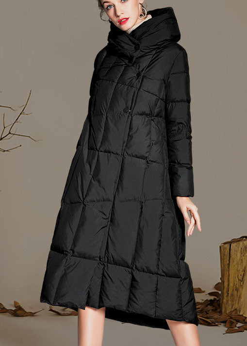 DIY Black Turtleneck Button asymmetrical fashion Winter Duck Down coat