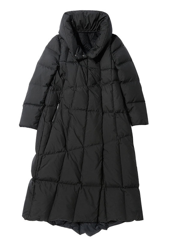 DIY Black Turtleneck Button asymmetrical fashion Winter Duck Down coat