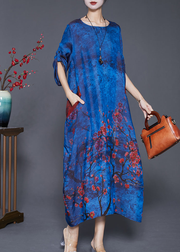 DIY Blue Oversized Tie Dye Silk Maxi Dresses Fall