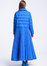 DIY Blue Stand Collar zippered Winter Down Coat