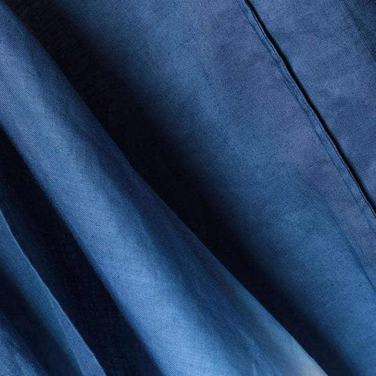 DIY Blau Weiß Retro Lose Farbverlauf Herbst Asymmetrisches Design 2-teiliges Outfit Langarm