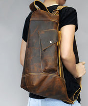 DIY Brown Paitings Calf Leather Messenger Bag