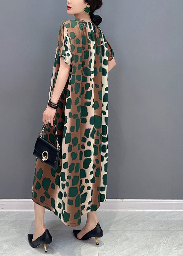 DIY Cinched Oversized Leopard Print Cotton A Line Dress Summer