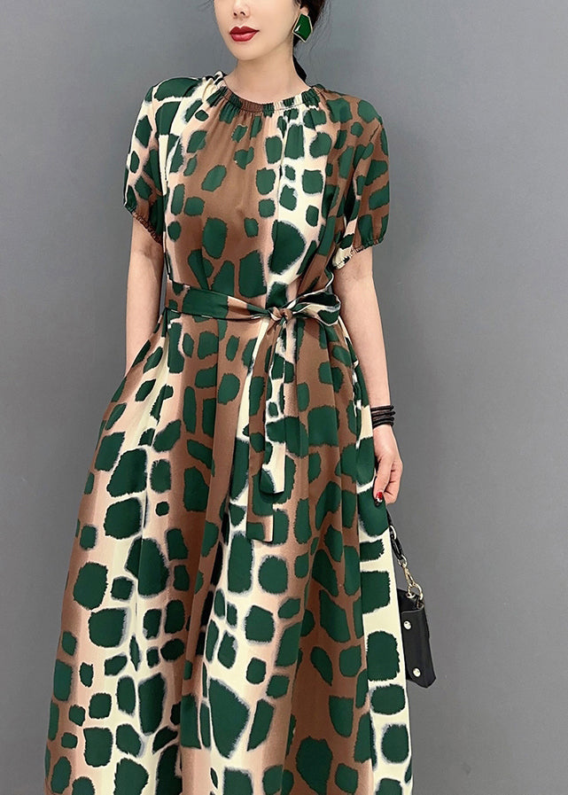 DIY Cinched Oversized Leopard Print Cotton A Line Dress Summer