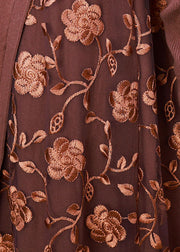 DIY Chocolate Knit Patchwork Lace Embroidered Fall Dress