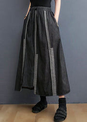 DIY Dark Gray Tie Waist Asymmetrical Design Casual Fall A Line  Skirt