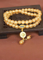 DIY Gold Coloured Glaze Buddha Beads Charm Bracelet