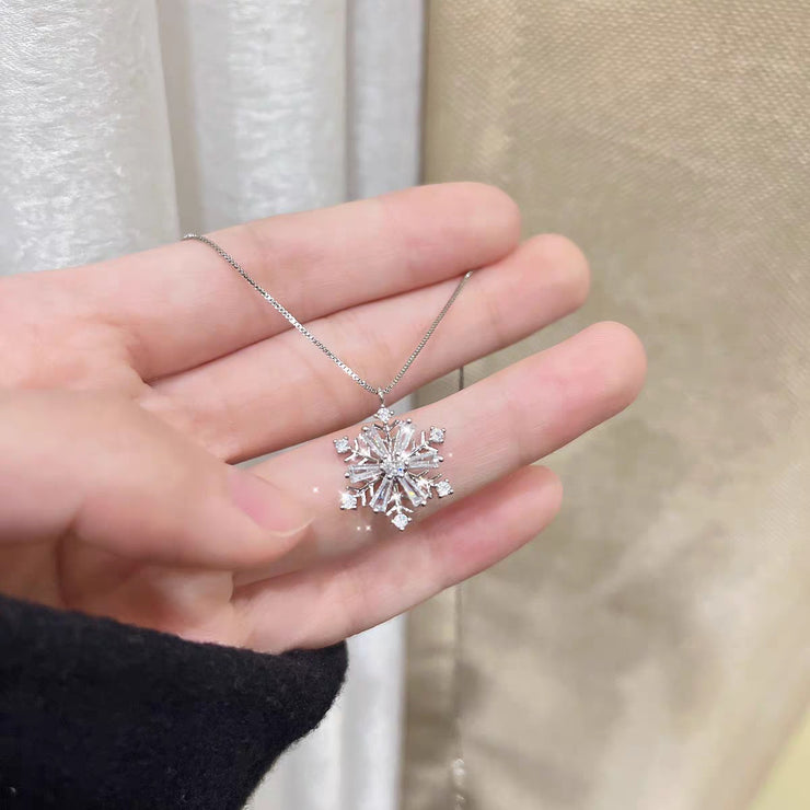 DIY Gold Sterling Silver Overgild Snowflake Pendant Necklace