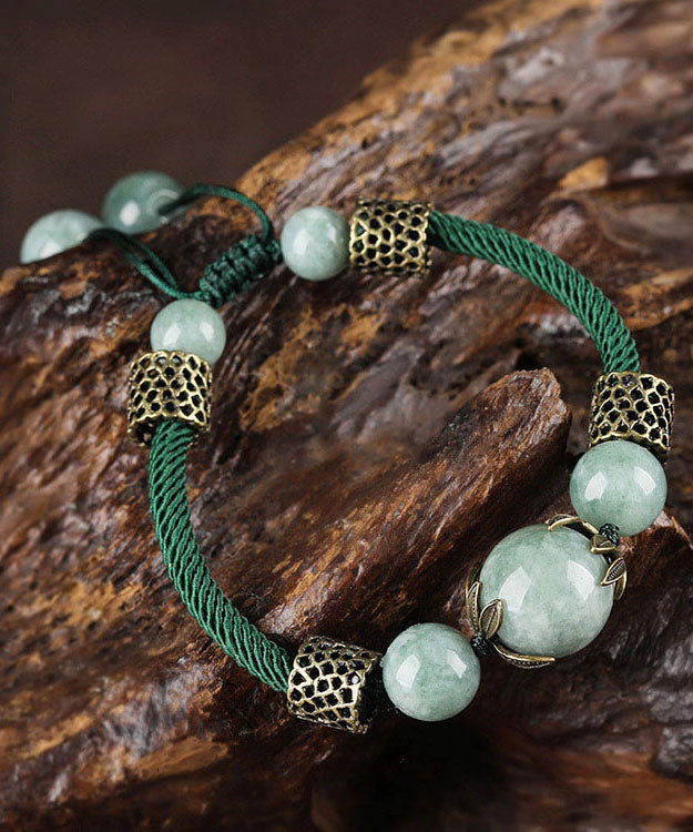 DIY Green Alloy Pearl Charm Bracelet