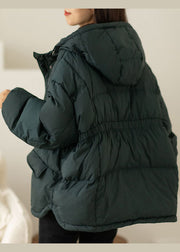 DIY Green Cinched Pockets Duck Down Winter down coat
