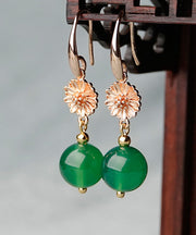 DIY grüne Gänseblümchen-Achat-Ohrringe aus Metall
