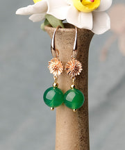 DIY Green Metal Daisy Agate Drop Earrings