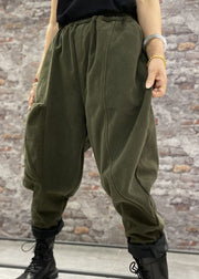 DIY Green fashion Patchwork Cashmere Pants Winter