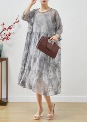 DIY Grey Embroidered Tulle Party Dress Two Piece Set Summer