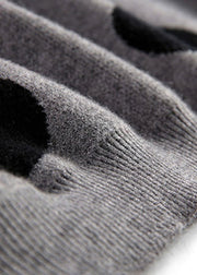 DIY Grey Turtle Neck Dot Print Long Knit Dress Long Sleeve