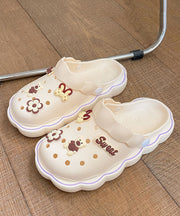 DIY Hollow Out Splicing White Beach Slide Sandals