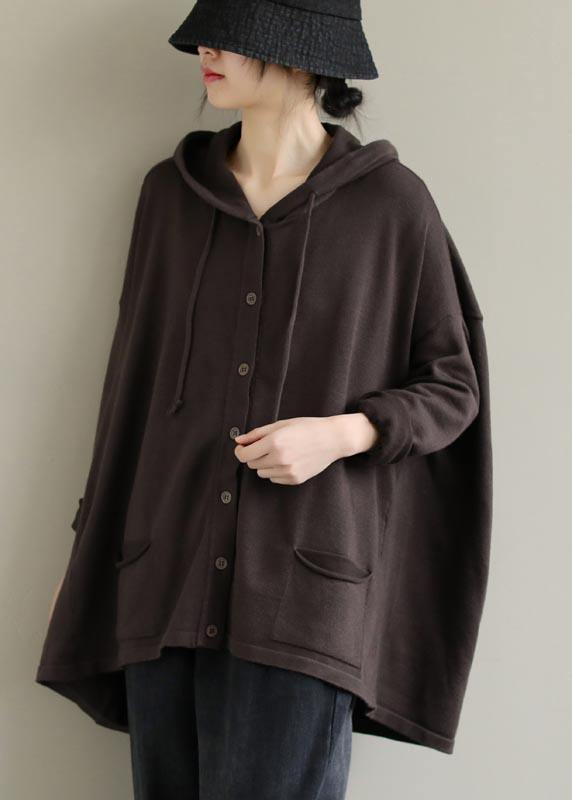 DIY Hooded Cinched Spring Clothes For Women Pattern Chocolate Top - SooLinen