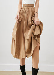 DIY Khaki Asymmetrical Oversized Cotton Skirt Fall