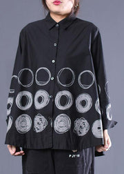 DIY Patchwork Shirts Black Dotted Blouses - SooLinen