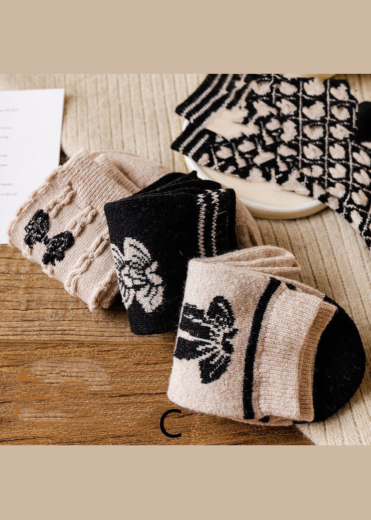 Dicke Kaschmir-Crew-Socken mit schönem Bogendruck zum Selbermachen