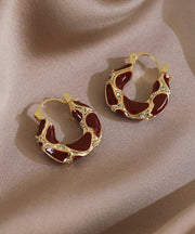DIY Mulberry Alloy Zircon Hoop Earrings