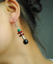 DIY Multicolor Geometry Agate Turquoise Hoop Earrings