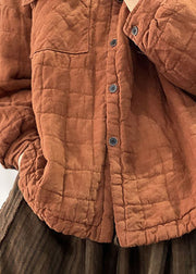 DIY Orange Peter Pan Collar Solid Solid Fine Cotton Filled Linen Coats Winter