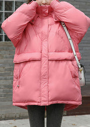 DIY Pink Hooded Pockets Duck Down Down Jacket Winter
