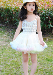 DIY Pink Ruffled Patchwork Tulle Baby Girls Party Skirt Summer