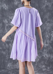 DIY Purple Asymmetrical Patchwork Wrinkled Maxi Dresses Summer