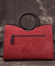 DIY Red Asymmetrical Design Jacquard Calf Leather Tote Handbag