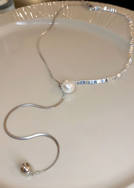 DIY Silk Stainless Steel Pearl Pendant Necklace