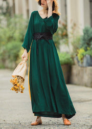 Luxy Green Loose Maxi Dress Caftans - SooLinen