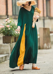 Luxy Green Loose Maxi Dress Caftans - SooLinen