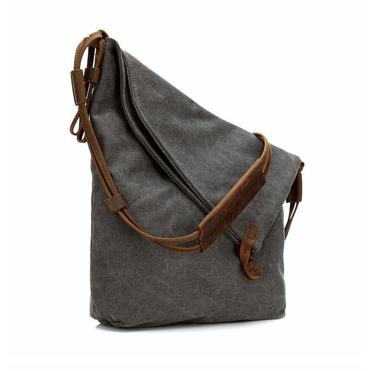 DIY Vintage Women dark gray Crossbody Bag - SooLinen