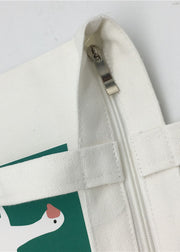 DIY-weiße Tiermuster-Druck-Segeltuch-Schulranzen-Handtasche