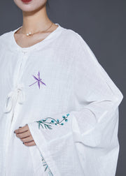 DIY White Embroidered Oversized Linen Dress Fall