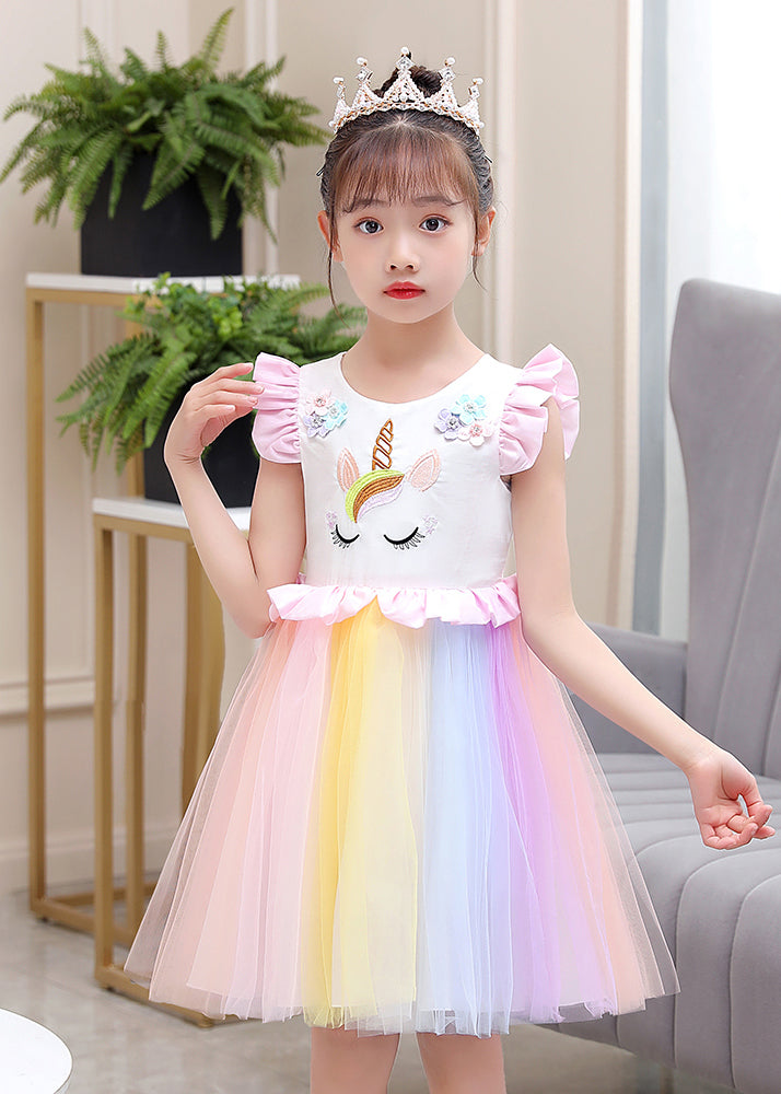 DIY White Embroidered Patchwork Ruffled Cotton Baby Girls Dresses Butterfly Sleeve