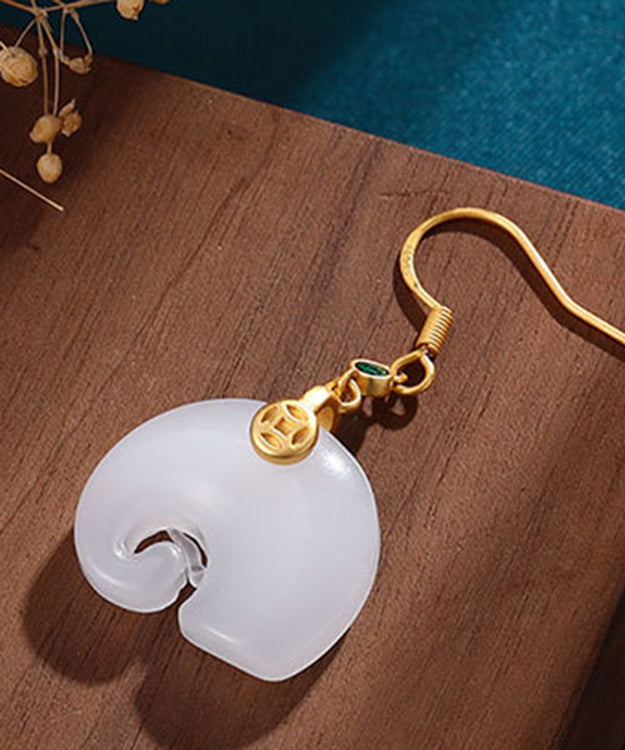 DIY White Gold Plated Jade Drop Earrings