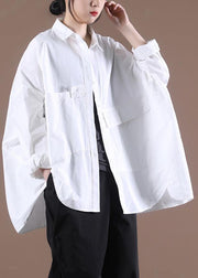 DIY White Spring Long Shirts Shirt Tops Long sleeve - SooLinen