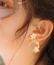 DIY Yellow Butterfly Floral Zircon Drop Earrings