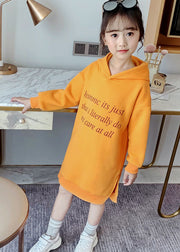 DIY Yellow Hooded Patchwork Warm Fleece Baby Girls Sweatshirts Dress Winter