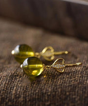 DIY Yellow Sterling Silver Zircon Beeswax Amber Drop Earrings